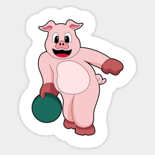 Pig at Bowling with Bowling ball Sticker